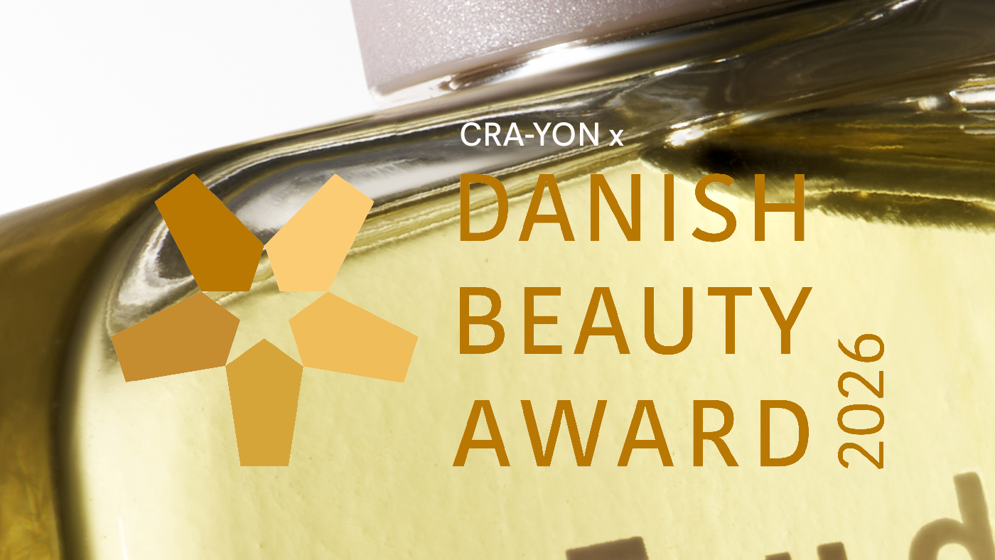 CRA-YON fragrance bottle with Danish Beauty Awards 2026 logo, highlighting CRA-YON as sponsor and collaboration with Boozt in Scandinavian beauty event