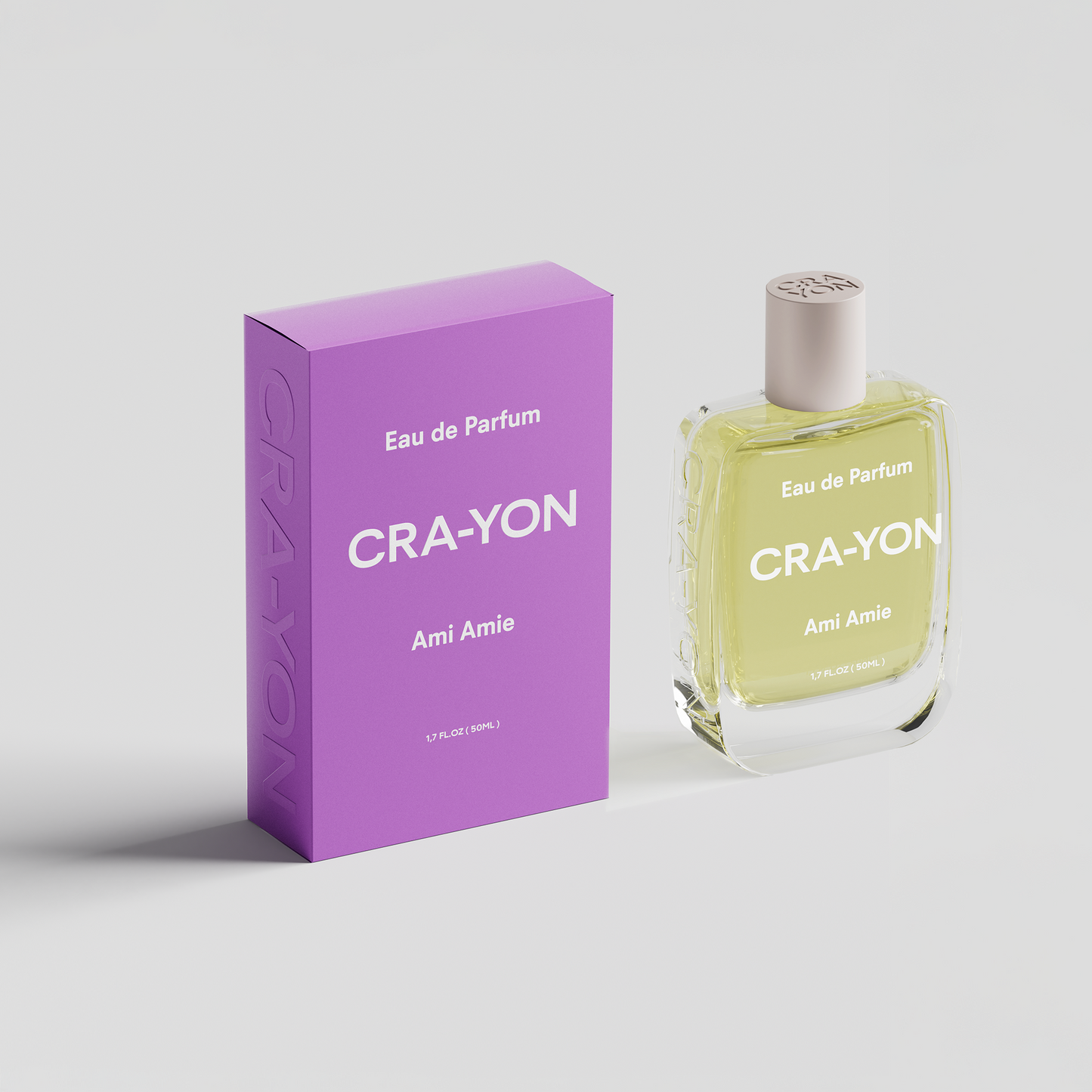 AMI AMIE EAU DE PARFUM UNISEX SCENT FROM CRA-YON IN A PURPLE BOX AND SHINY BOTTLE