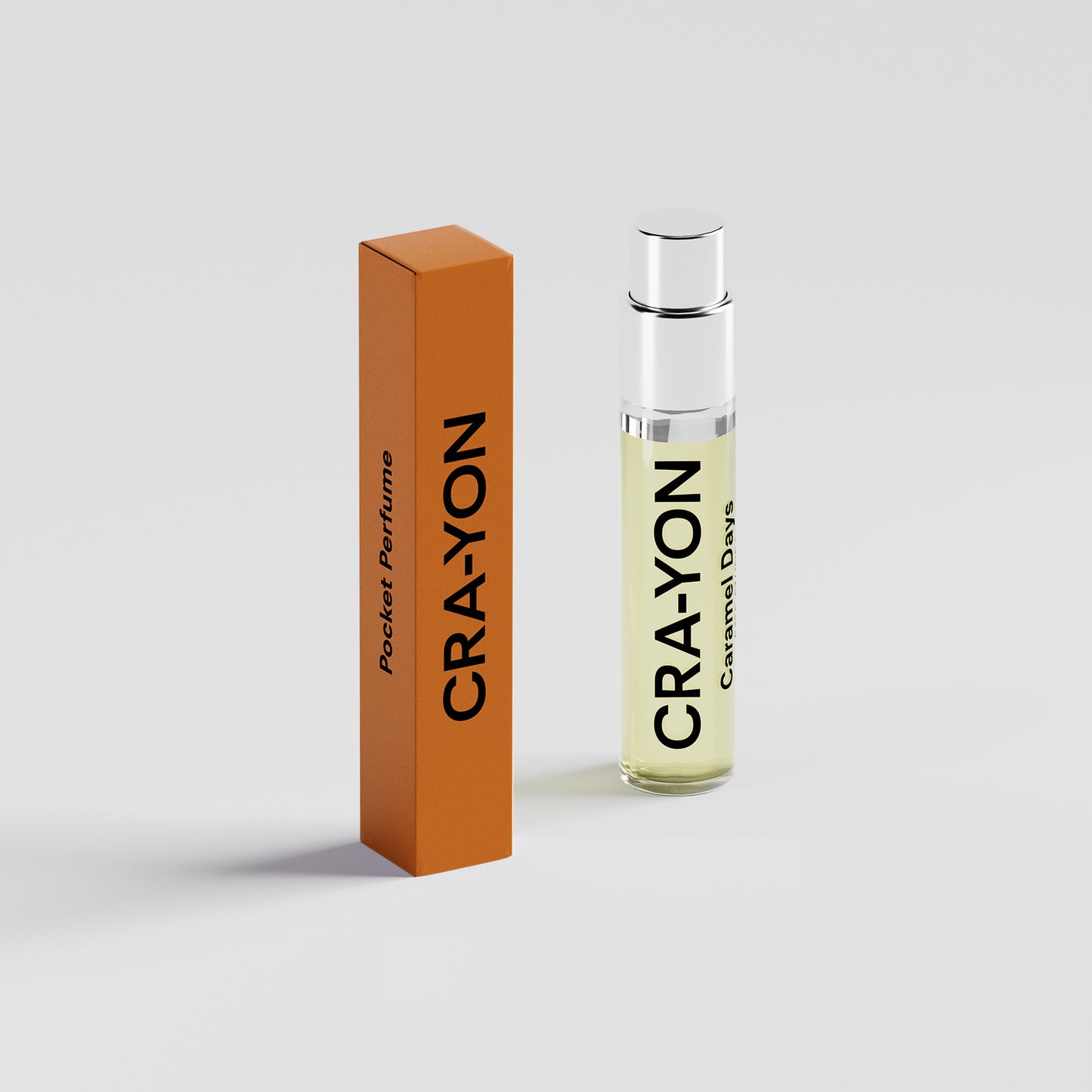 CRA-YON Caramel Days Travel Size Perfume on light background