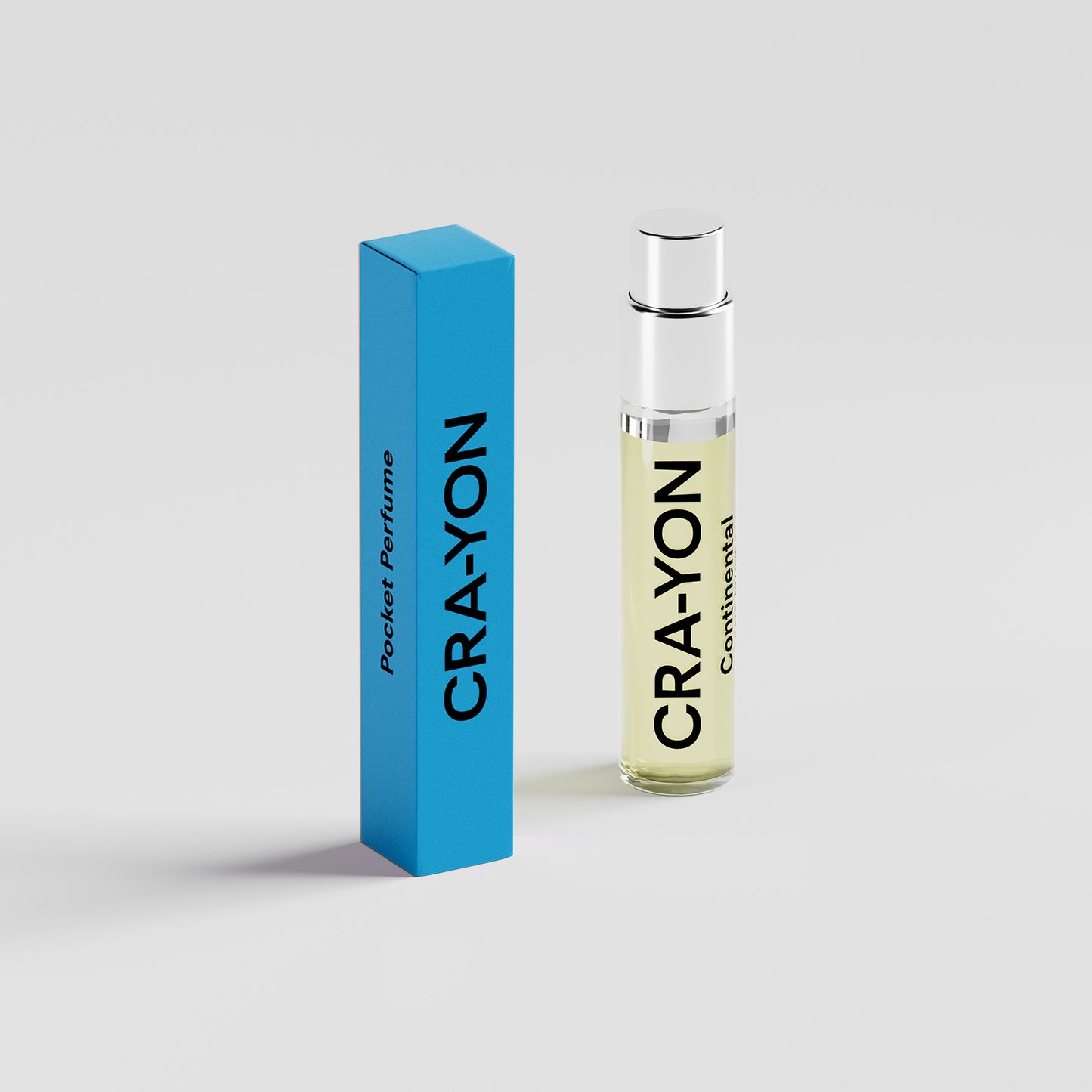 CRA-YON 'Continental' pocket perfume in glass spray bottle with blue box on white background