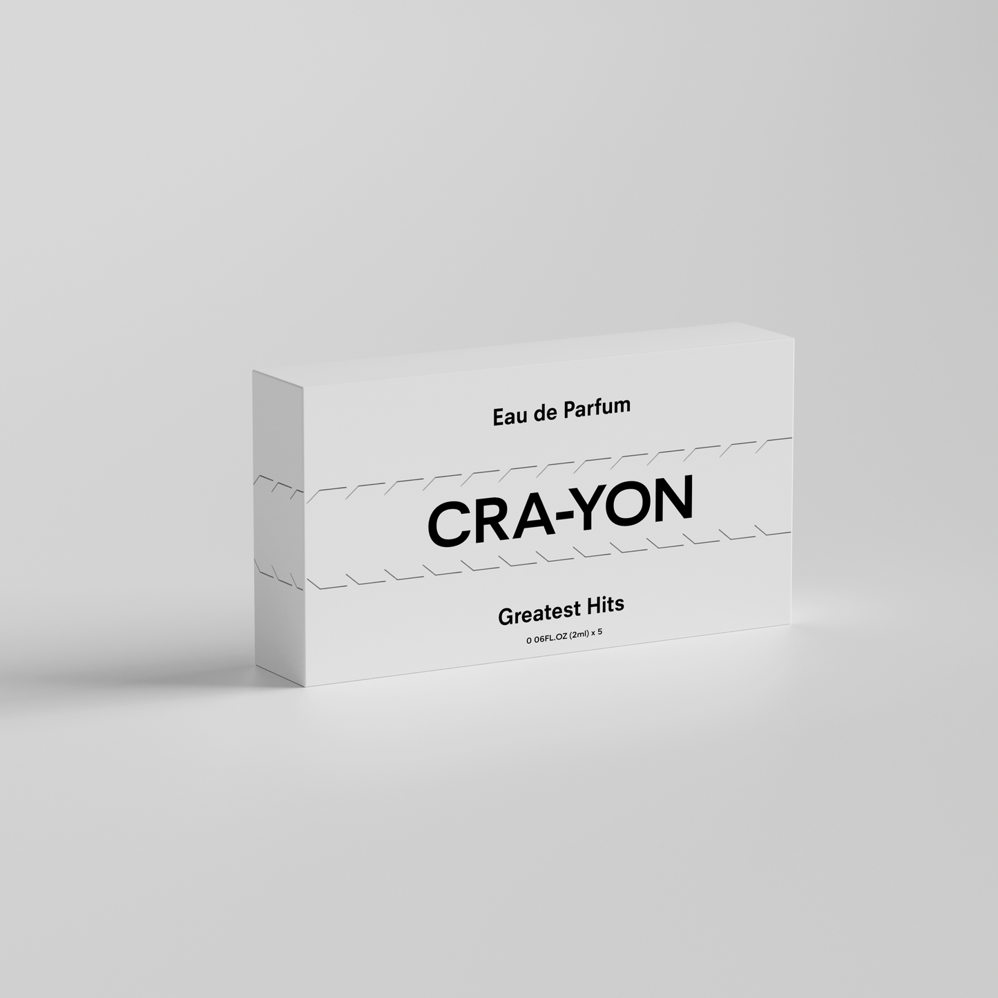 CRA-YON 'Greatest Hits' Eau de Parfum box in white packaging with black text, standing on white background