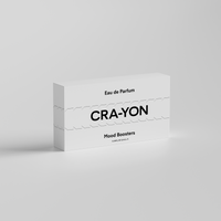 CRA-YON 'Mood Boosters' Eau de Parfum box in white packaging with black text, standing on white background