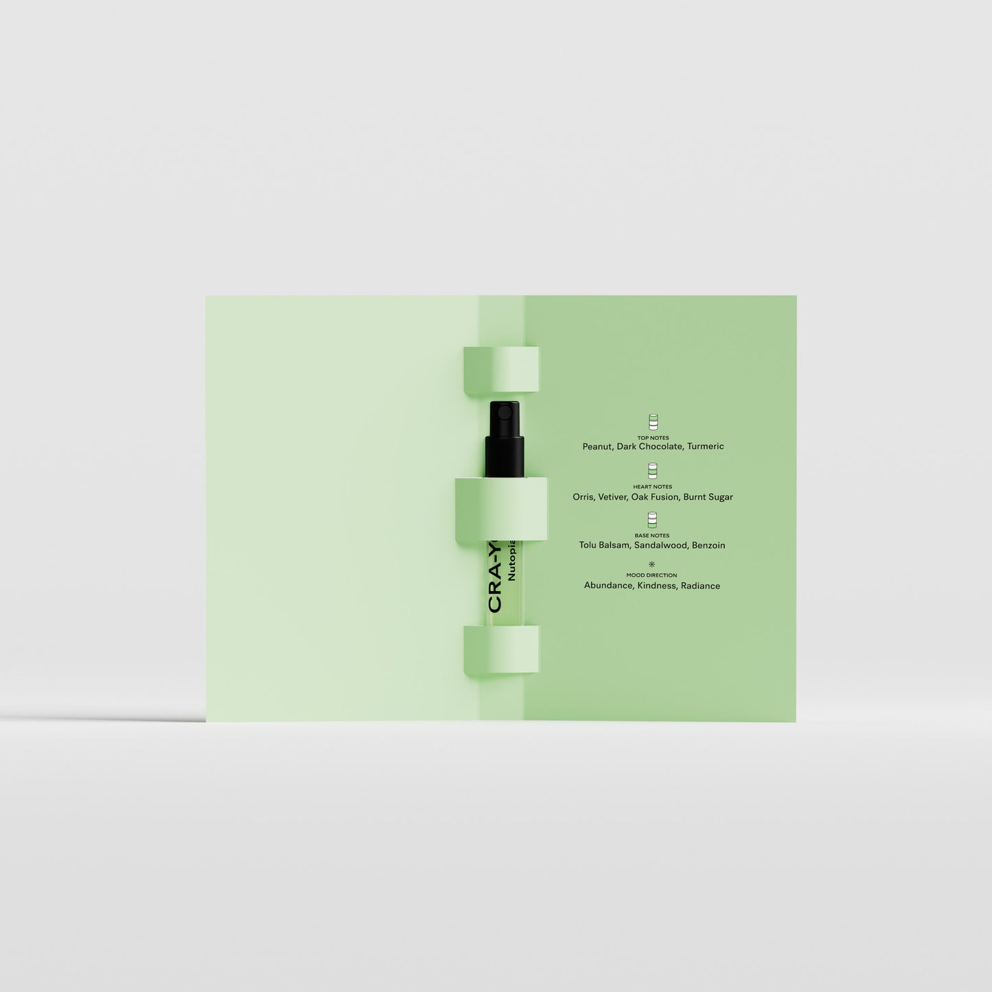 CRA-YON Nutopia 2ml – perfume sample vial and box on light background opened