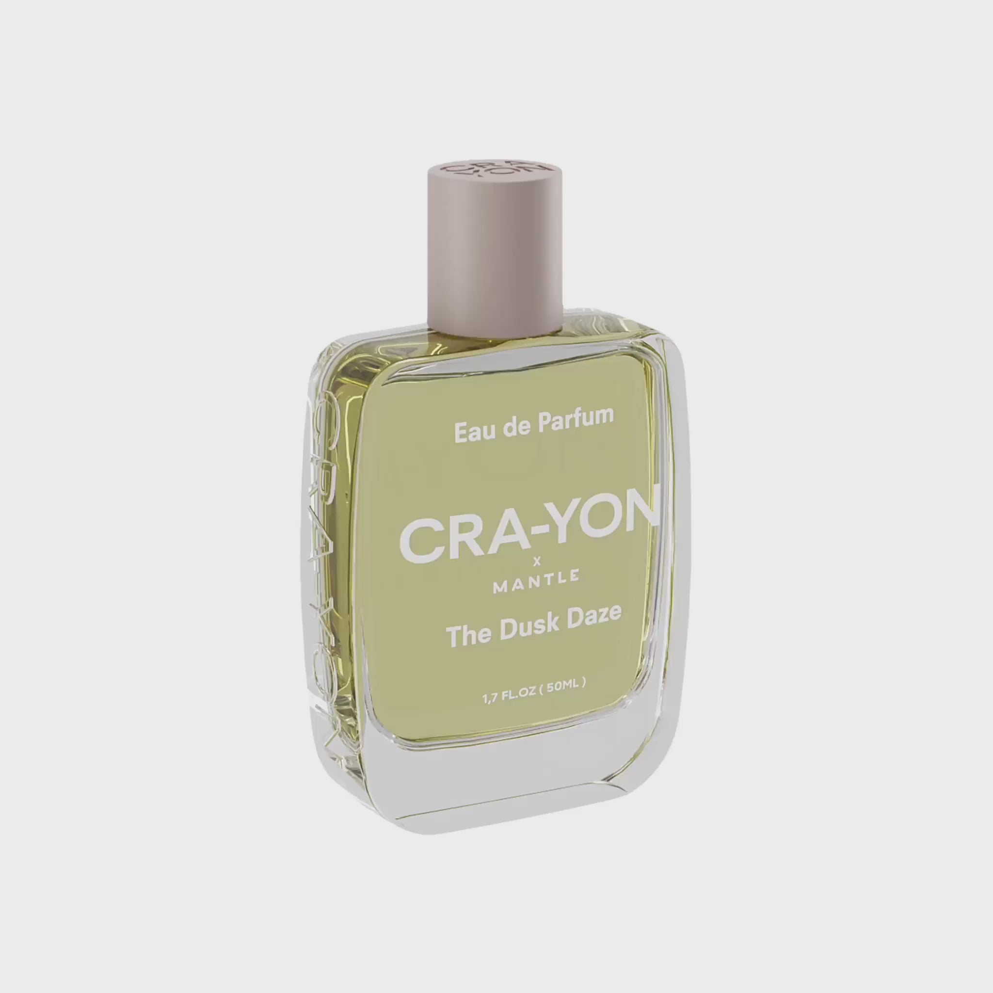 CRA-YON x MANTLE 'The Dusk Daze' Eau de Parfum bottle standing on white background